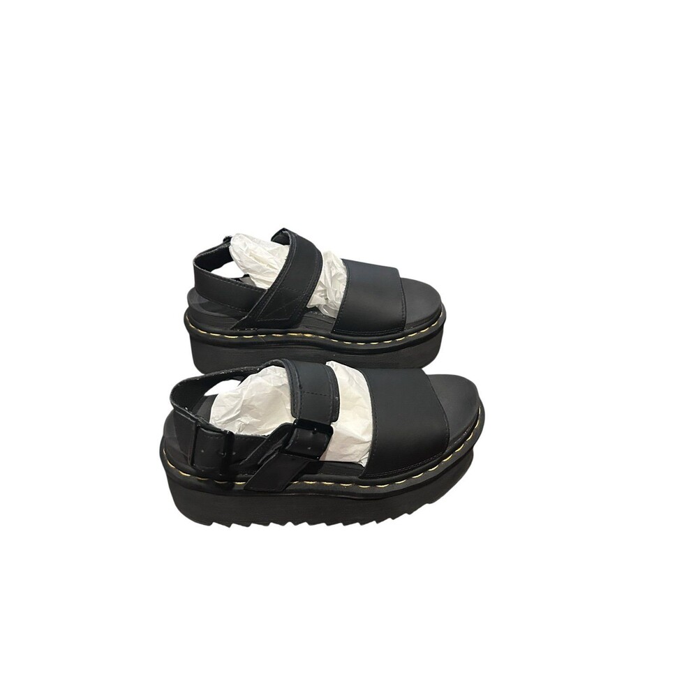 Dr. Martens Voss Quad Leather Strap Platform Sandals size 6 Black.